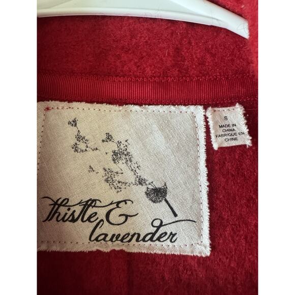 Anthropologie Boiled Wool Jacket Red Thistle & Lavender S - Picture 5 of 8